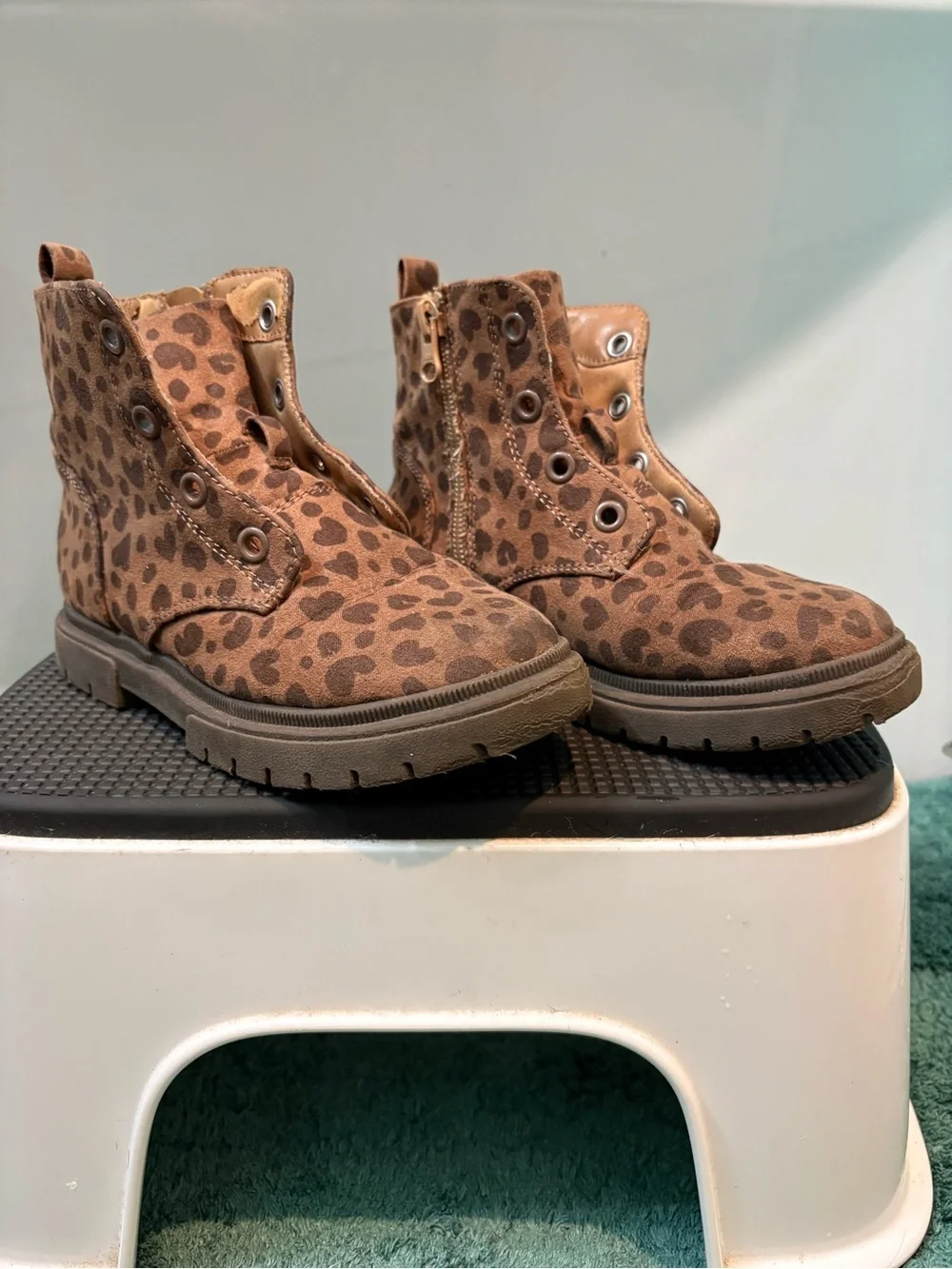 Cat & Jack Leopard-Print Brown Kids Ankle Boots
